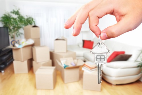 Organised moving day with boxes, furniture, and transport in Northwood